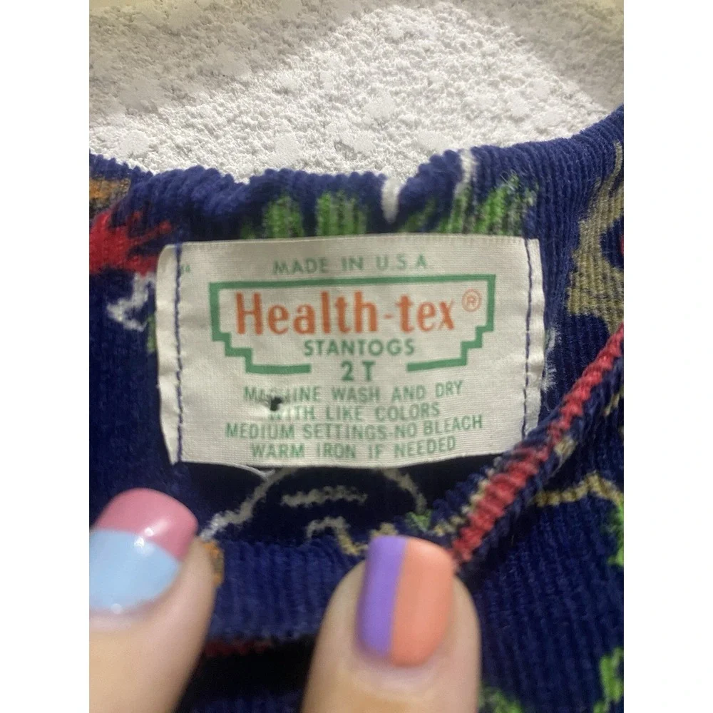 Vintage 70s‎ Health Tex Stantogs Corduroy Overalls Baby 2T USA Blue